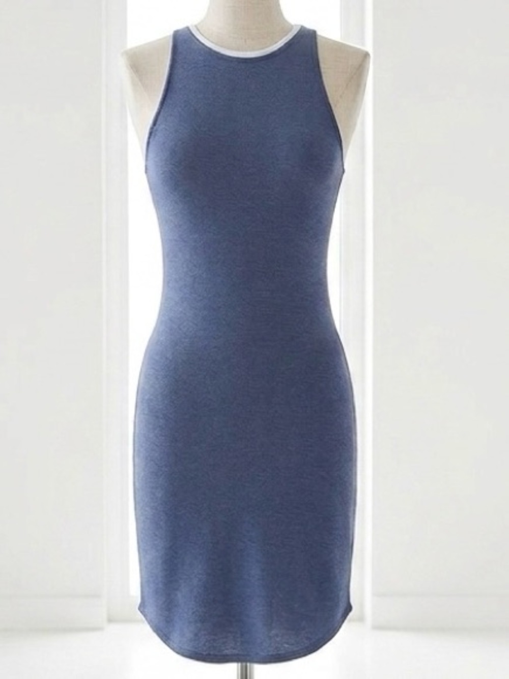 Wilfred| Aritzia| ‘Chrissy’ Blue Sleeveless Knit Pull-on Casual Midi Dress Sz S